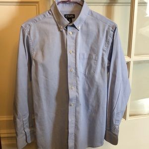 Button down dress shirt. This fit my son at age 13 and he is tall and slender.